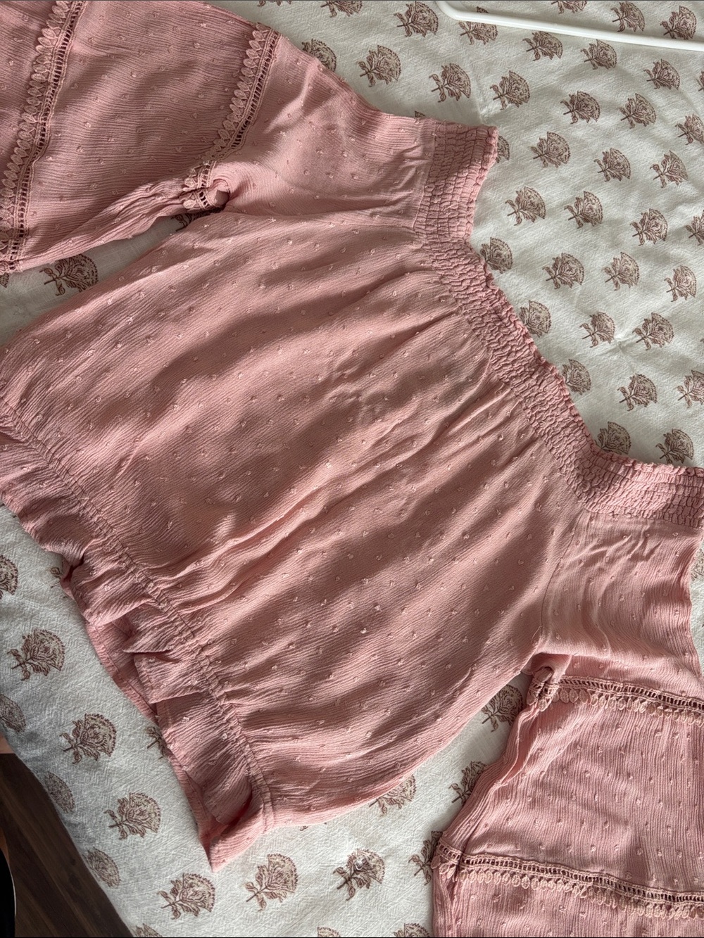Lulu's Blush Pink Off-Shoulder Peasant Top